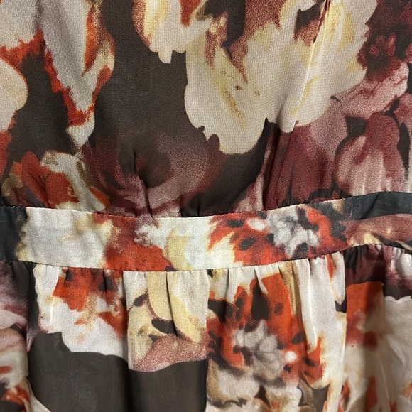 Boston proper women’s babydoll floral tunic blouse lace up V neck empire waist L - Picture 12 of 15